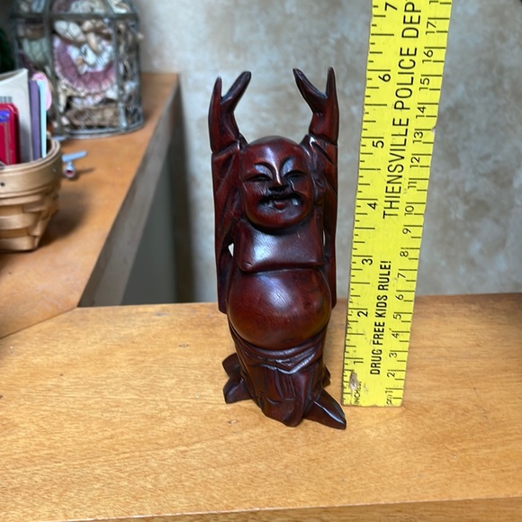 Good Luck Hand Crafted Wooden Big Belly Buddha - Picture 2 of 13